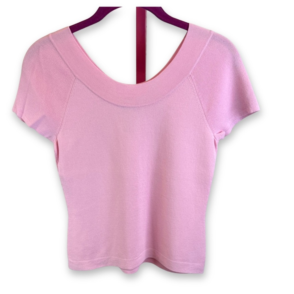 Talbots Petites Pink Short Sleeve Knit Sweater Scoop Neck Rayon Blend Top P